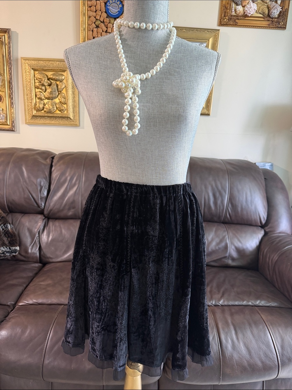 Tahari Black Velvet Skater Skirt